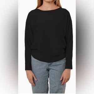 Cyrus Black Sweater Boatneck Black Dolman Sleeve Classic Pullover Size Large